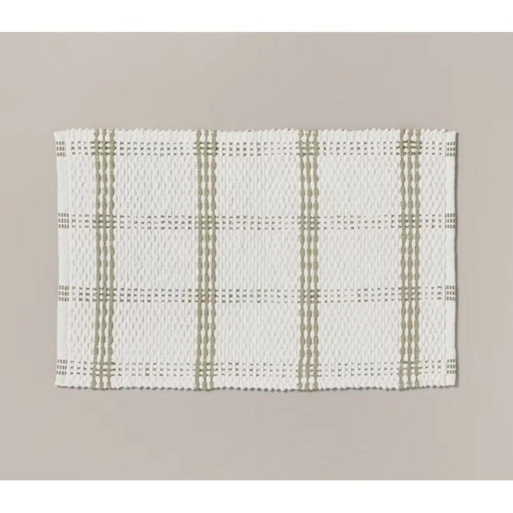 20"x32" Open Plaid Bath Rug Green/Cream - Hearth & Hand with Magnolia: